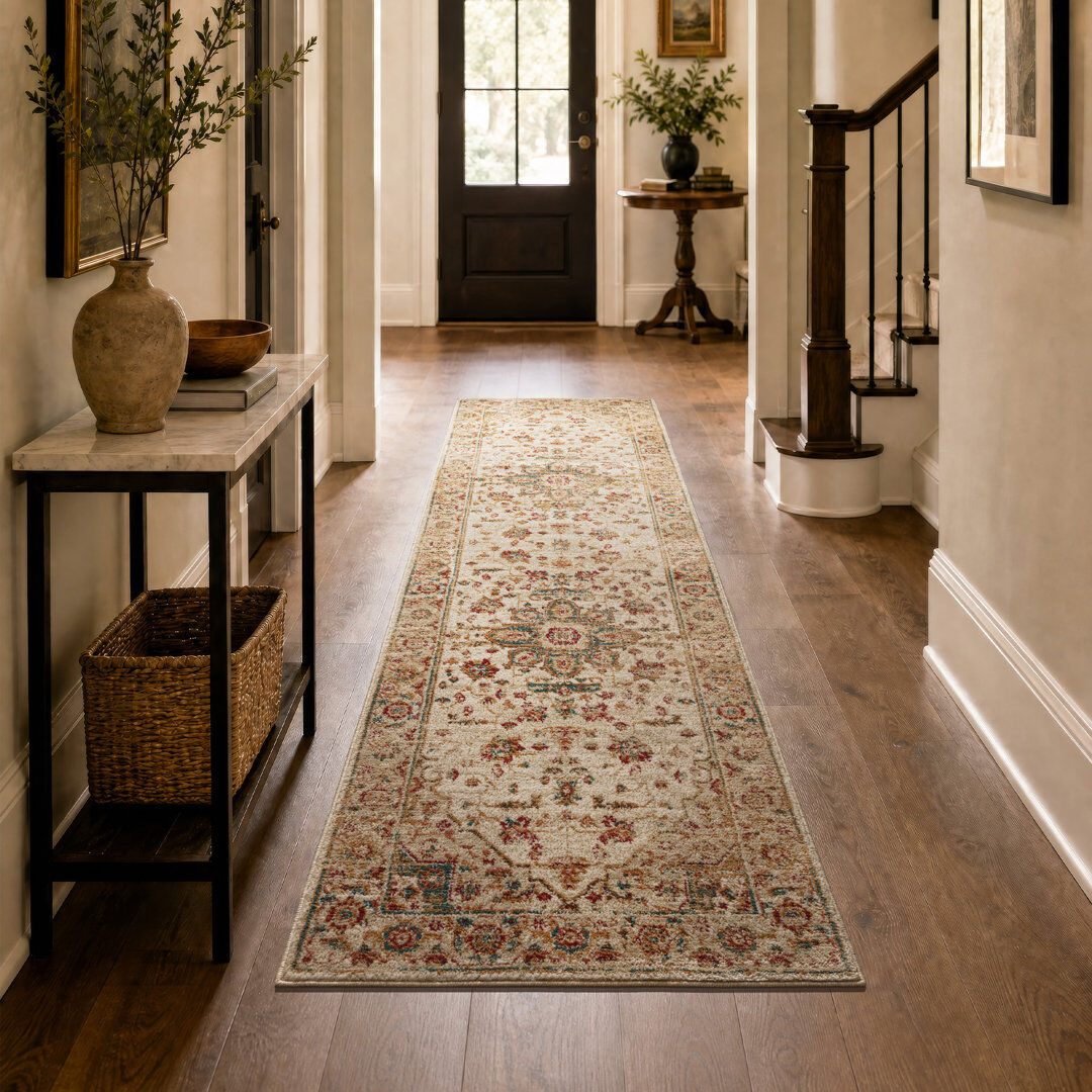 Astoria Grand Labelle Vintage Look Area Rug Beige Runner 66 x 240cm