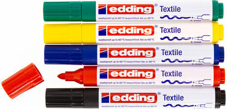 edding Textilmarker "Grundfarben", 5 Stifte