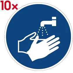 Marahrens Hinweisschild »Hände waschen« Ø 20 cm, 10 Stück blau, 20x20 cm