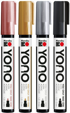 Marabu YONO Acrylmarker Metallic, 4 Stück