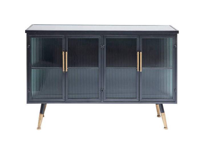 Kare-Design Sideboard, Anthrazit, Messing, Metall, Glas, 1 Fächer, 120x75x38 cm, Wohnzimmer, Kommoden & Sideboards, Sideboards