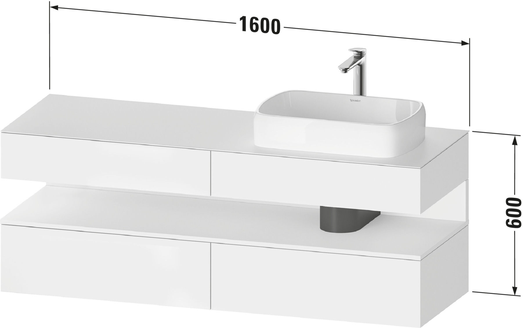 Duravit Waschtischunterschrank Qatego 160x55x60cm, E sw/we g, Pl, B r, B (QA4778016220010)