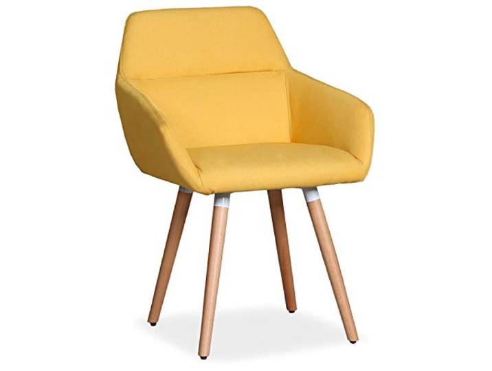Menzzo Frida Skandinavischer Stuhl/Sessel mit Stoffbezug Gelb