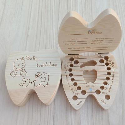 Useful Little Things Wooden Baby Tooth Keepsake Box Milk Teeth Storage Organizer english