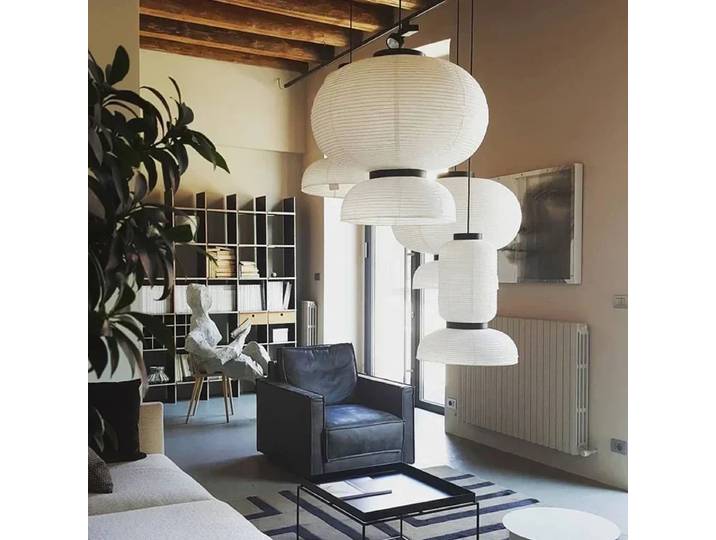 Wine-Sabi-Lampe LED Suspendue en Papier de Riz, Lustre pour Salon, Décor de Plafond Moderne, Ludéviation Lumineuse de Style Japonais