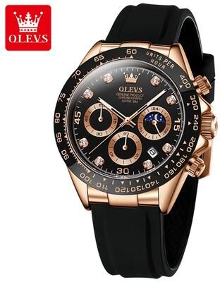 Fashion Sheath OLEVS Luxury Men Quartz Watch Waterproof Sports Calendar Wristwatch rose Gold Black