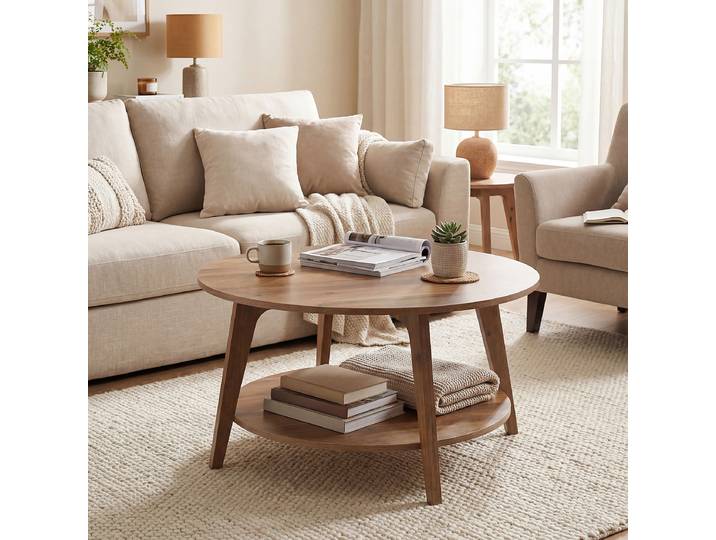 Table basse Mahagan Ø 80cm Marron/Imitation chêne