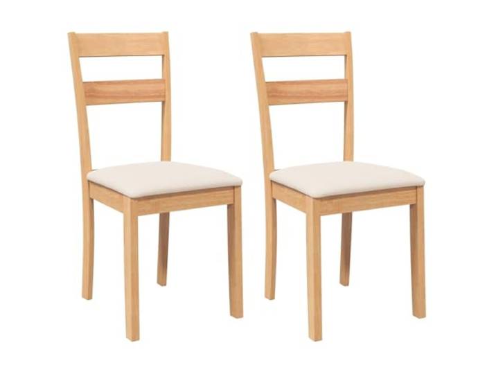 POUFGDR Essstühle mit Kissen, 2 Stück, Massivholz, Kautschukbaumholz, Natur Massives Gummibaumholz, inklusive Kissen, ergonomische Rückenlehne, Esszimmer, Wohnzimmer, Alltag