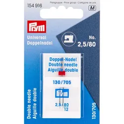Prym Doppelnadel "Universal", Stärke: 80, Nadelabstand: 2,5 mm