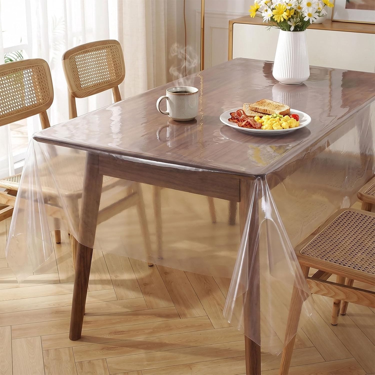 Transparant wasbaar tafelkleed van PVC, 150 x 150 cm