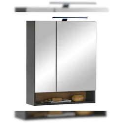 moebel-dich-auf Badezimmer Spiegelschrank 60 cm Badmöbel ASPEN schwarz matt