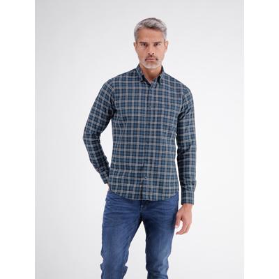 Karohemd LERROS "Sportliches Karohemd aus reiner Baumwolle mit Brusttasche", Herren, Gr. XL, Normalgrößen, classic navy, 100% Baumwolle, Hemden Karohemd