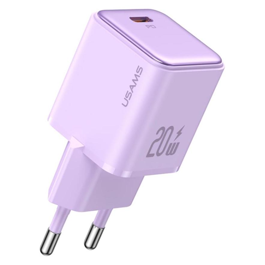 Usams Ład. siec. 1xUSB-C PD20W (only head) PD3.0 Fast Charging purpurowy/purple X-ron Series CC183TC (20 W, 1 Port) (CC183TC03)