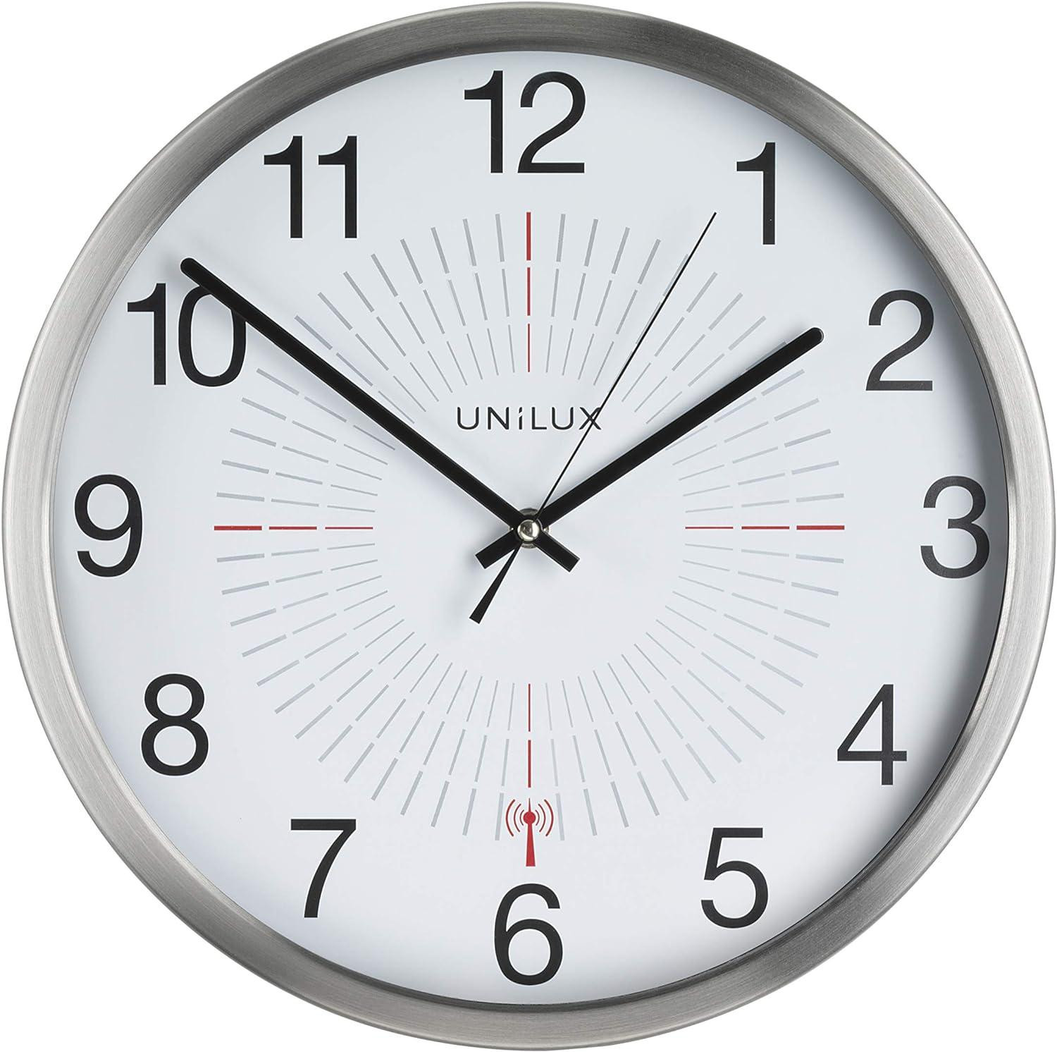 UNiLUX Wandklok voor buitengebruik, metaalgrijs, Diameter: 35,5 cm