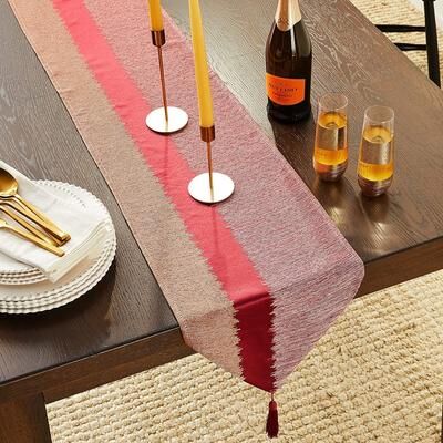 Violet Linen Chenille Striped Swivel Pattern, 13 Inch by 70 Inch, Decorative Table Runners