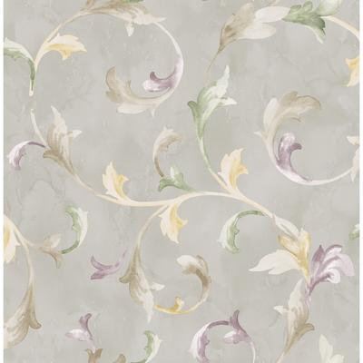 Seabrook Designs Somerset Leaf Scroll Unpasted Wallpaper