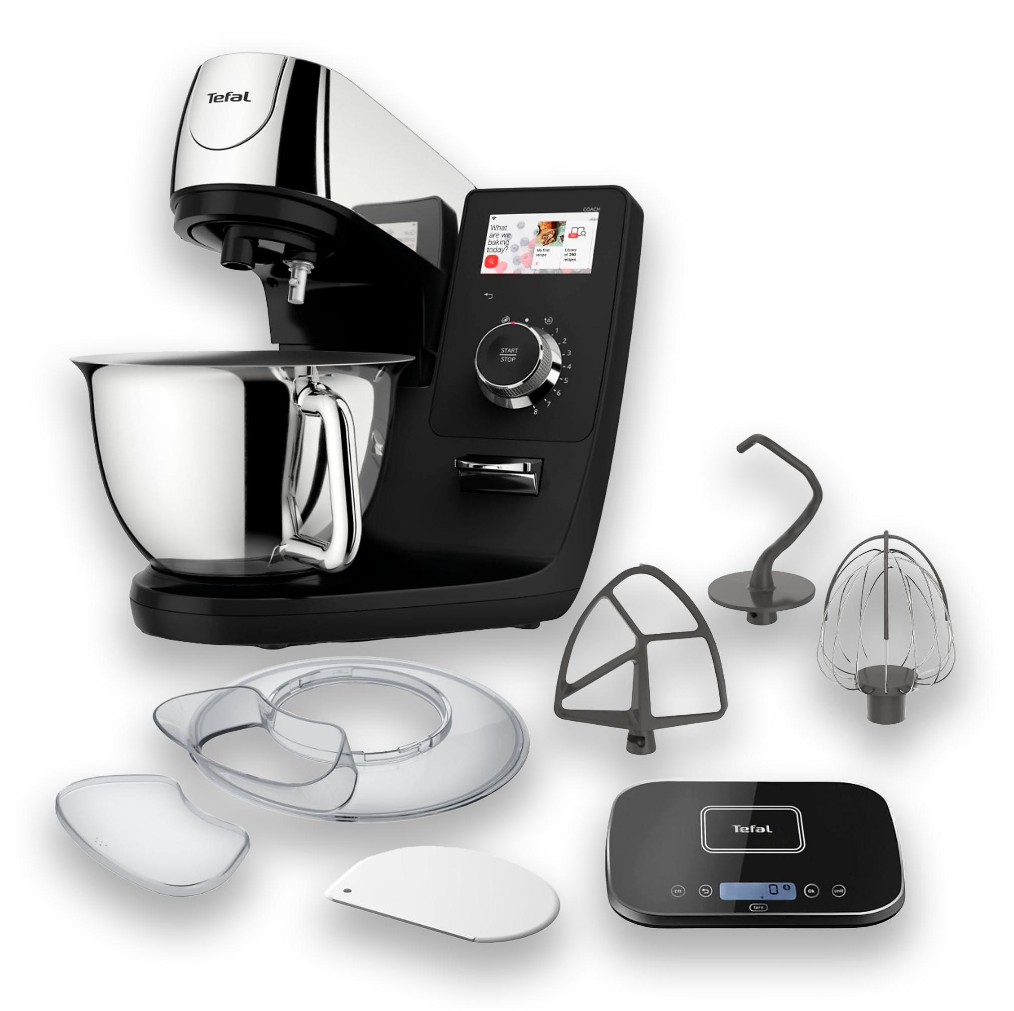 TEFAL QB9518 I-Coach Touch WIFI Küchenmaschine mit Küchenwaage Schwarz & Silver