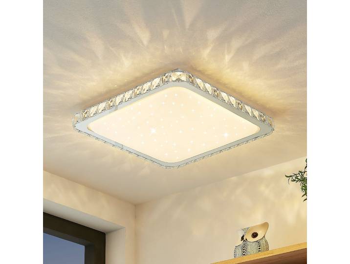Lorand LED Deckenleuchte White/Chrome - Lindby - Wohnzimmer - Modern - Kristall - Eckig