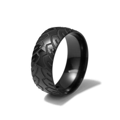 Fingerring FIRETTI "Schmuck Geschenk Edelstahl Damenring Herrenring Autoreifen-Spur" Gr. 62, schwarz, Fingerringe, Damen, 62, Edelstahl, 8mm, Fingerring, Made in Germany