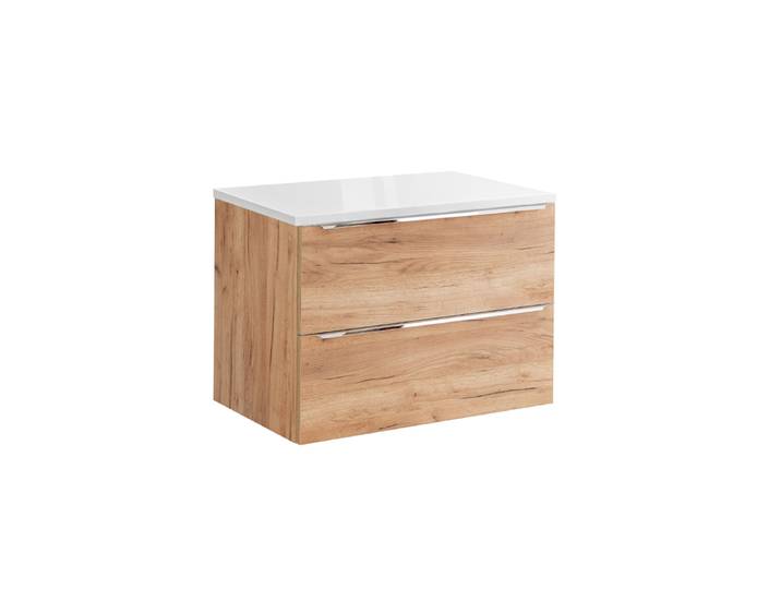 Meuble sous-vasque 80cm plan de toilette April Bois et Blanc