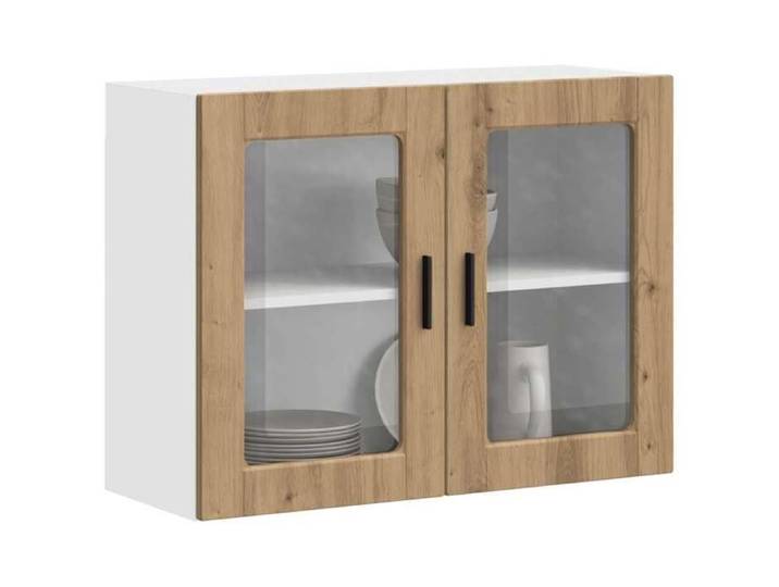 Magnifique Armoire murale de cuisine porte en verre Porto chêne artisanal - design polyvalent - pour maison - Brun 19 kg 2026_541705