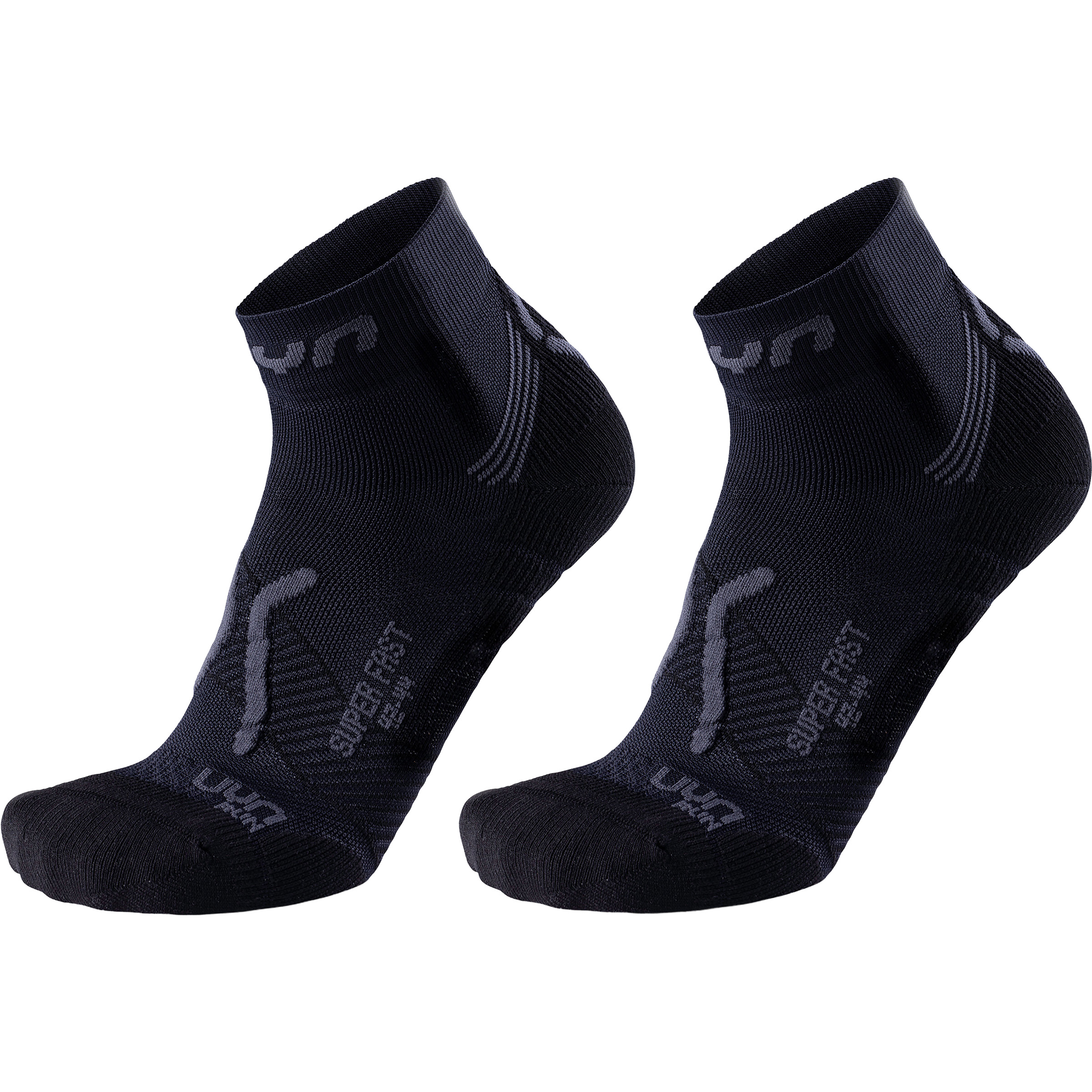 Uyn Run Super Fast 2er Pack Herren Laufsocken schwarz Größe 45 Laufen Elastisch