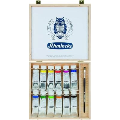 Schmincke Akademie Acryl color, Holzkasten, 12 x 60 ml Tuben + daVinci Pinsel