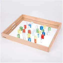 TickiT Holz-Tablettbox mit Spiegelboden (Deutsch, Englisch, Französisch, Italienisch)