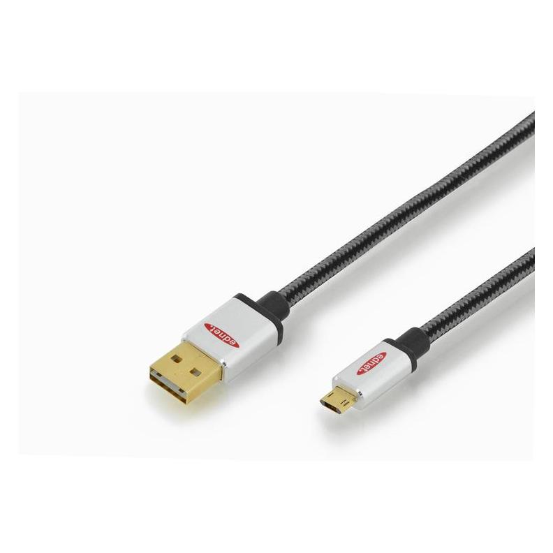 ednet USB 2.0 Anschlusskabel Typ A - Micro B St/St 1,8 m High Speed Stecker wendbar (1.80 m, USB 2.0) (84152)