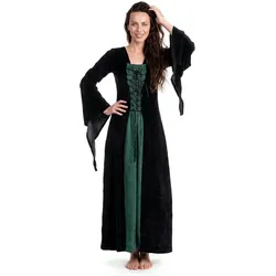 Metamorph Burgherrin Samtkleid schwarz-grün (S)