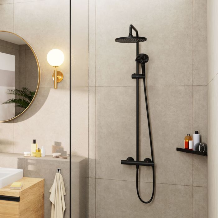 Hansgrohe Vernis Blend 240 1jet Showerpipe 26428670 mit Thermostat, mattschwarz