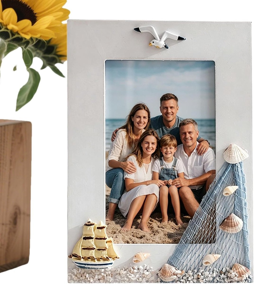 Houten Fotolijst Zeilboot in Mediterrane Stijl - 21 x 16 cm