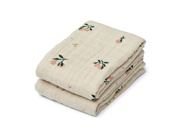 Liewood Couverture en mousseline Lewis Lot de 2 65x65 cm Peach-Sea shell mix