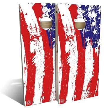 Skip's Garage American Flag Splatter Outdoor Cornhole Board Set