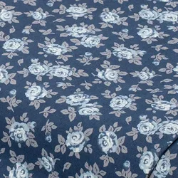 Baumwoll-Trachtenstoff "Rosen", blau-color