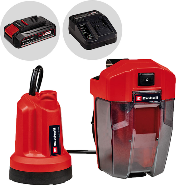 Klarwasserpumpe Einhell GE-SP 18 LL Li -  18V 2,5 Ah und Ladegerät