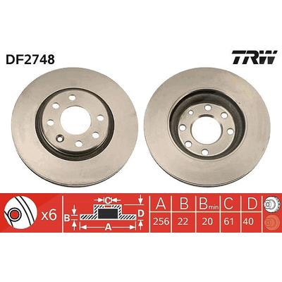Trw Bremsscheibe [Hersteller-Nr. DF2748] für Volvo