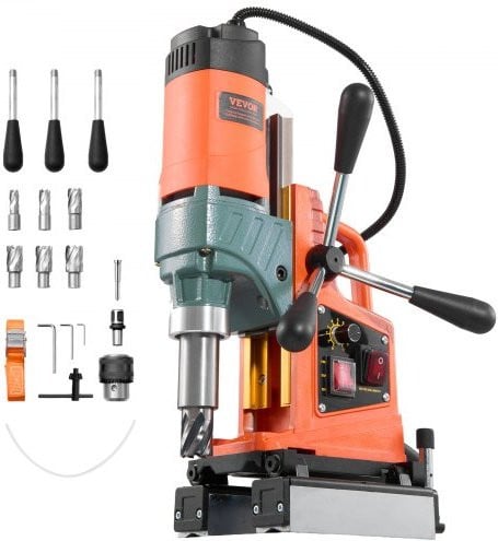 VEVOR Magnetische Boormachine 1400W met 50mm Boordiameter en 6 Kernboren, Oranje