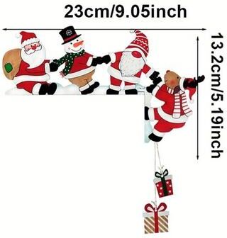 Uplift Treasures 2D Wooden Christmas Door Frame Decorations Santa, Snowman & Reindeer Hanging Holiday Ornaments right (1 Pc)