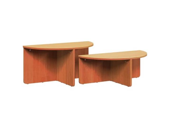 HKLGBVCR Couchtisch, oval, aus massivem Kiefernholz, 79 x 39,5 x 40 cm, 2-teilig