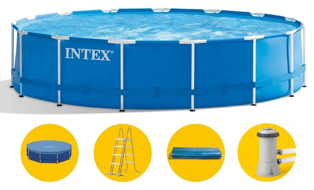 Intex Aufstellpool Metal Frame Pool Set Ø 457 x 122 cm Rund Blau