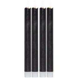 Novaliv Stabkerzen LED mit Timer SCHWARZ 4 Stück Indoor 6 Stunden - ECHTWACHS 24cm Höhe für Kerzen 2 ,2cm Durchmesser 2 AAA Batterien notwendig LED Stabkerzen flackernde Flamme bewegliche Flamme Licht