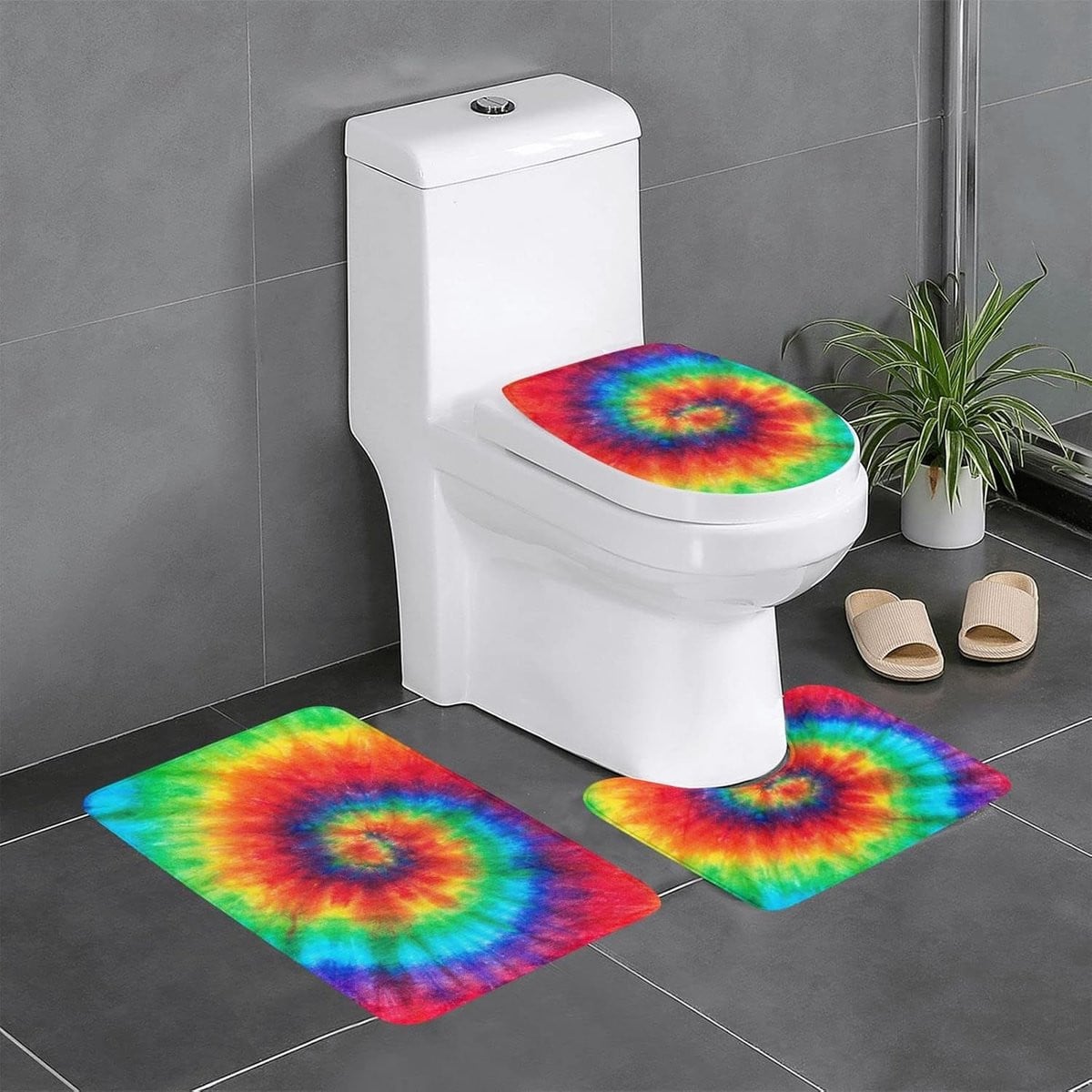 Badkamermat Set van 3 stuks - Regenboog - Zachte Flanel Stof