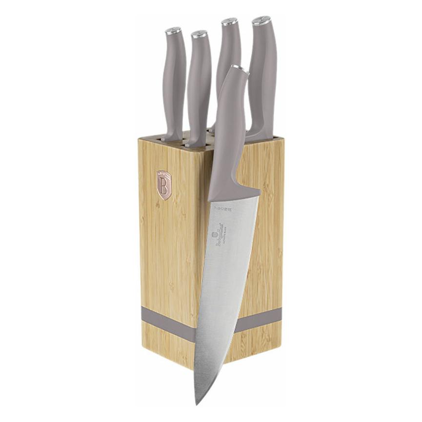 BerlingerHaus Haus 6-teiliges Messerset mit Messerblock, Taupe Collection (110041)