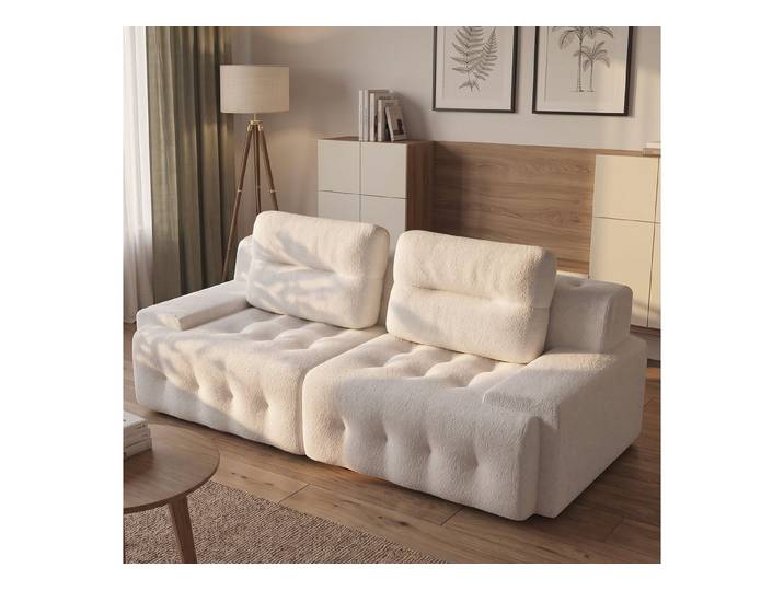 GUNJI Big-Sofa Teddy Lounge Sofa im Wolken-Design, Großes Polstersofa mit 2 großen Kissen, tiefer Sitzfläche und vakuumverpackter Lieferung