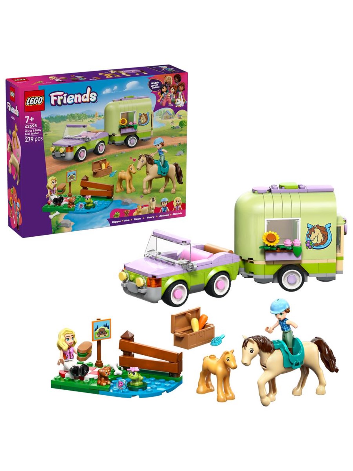 LEGO Friends 42695 Pferd und Fohlen mit Pferdeanhänger