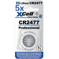 5x XCell Lithium-Knopfzelle CR2477 1er-Blister 3V/950mAh