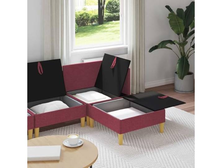 KTHLBRH Modulares Sofa-Set mit Stauraum, Weinrot, 4-Sitzer Langlebiger Stoff, modernes Design, abnehmbare Kissen, pflegeleicht
