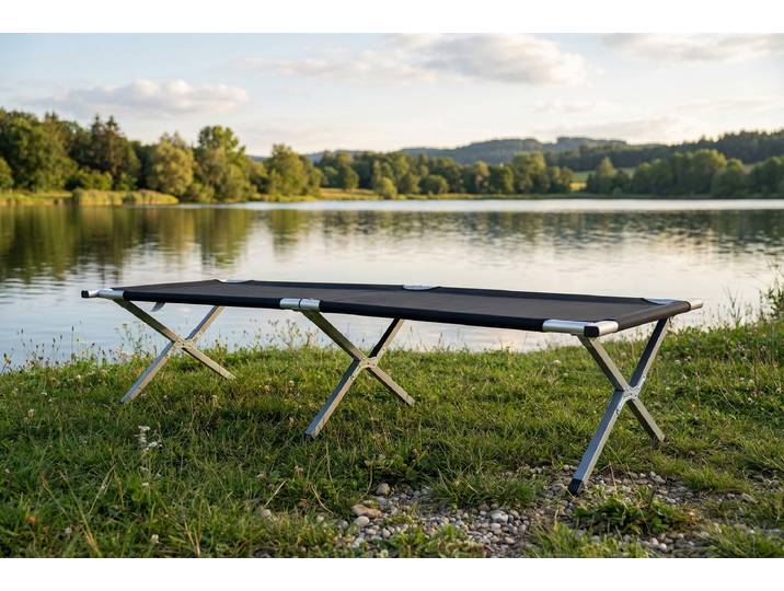 Campingbett Tosali Bezug: Textilene 100% Polyester , Gestell: 50% Aluminium, 50% Stahl Schwarz/Schwarz 210cm