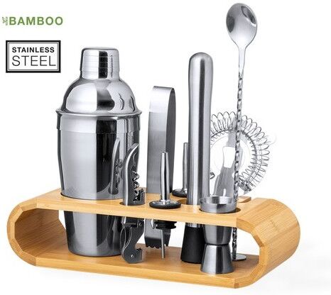 Set de Cocktails en Inox Personnalisé Hunton bambou acier inoxydable